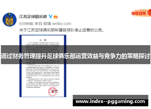 通过财务管理提升足球俱乐部运营效益与竞争力的策略探讨